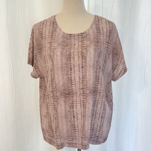 See By Chloe Sz 6 Snake Reptile Pink Cap Sleeve Silk Semi Sheer Blouse Top